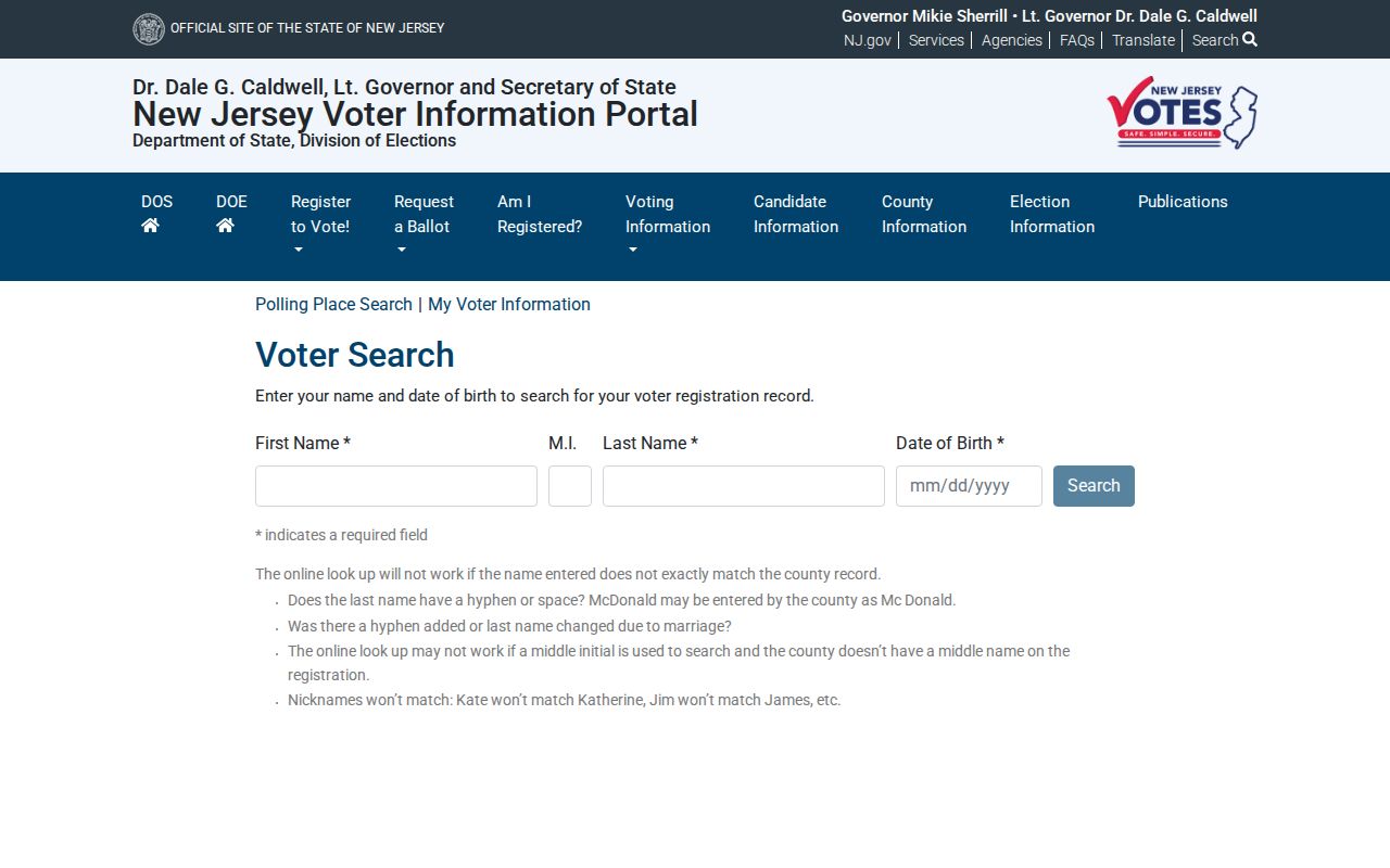 West New York residents directory New Jersey voter registration check
