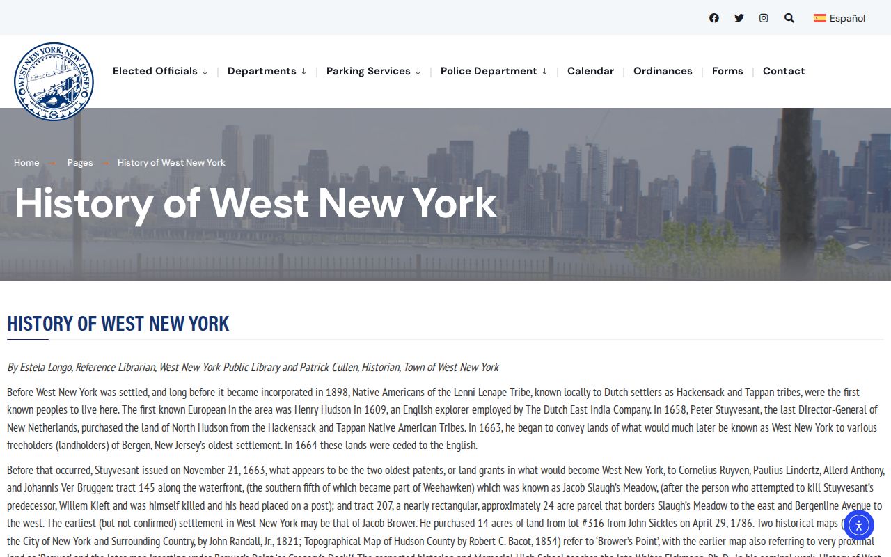 West New York previous residents town history and map research