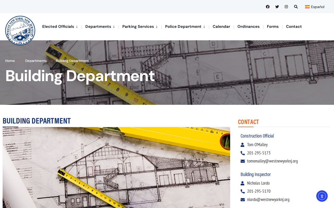 West New York street directory Building Department permit records