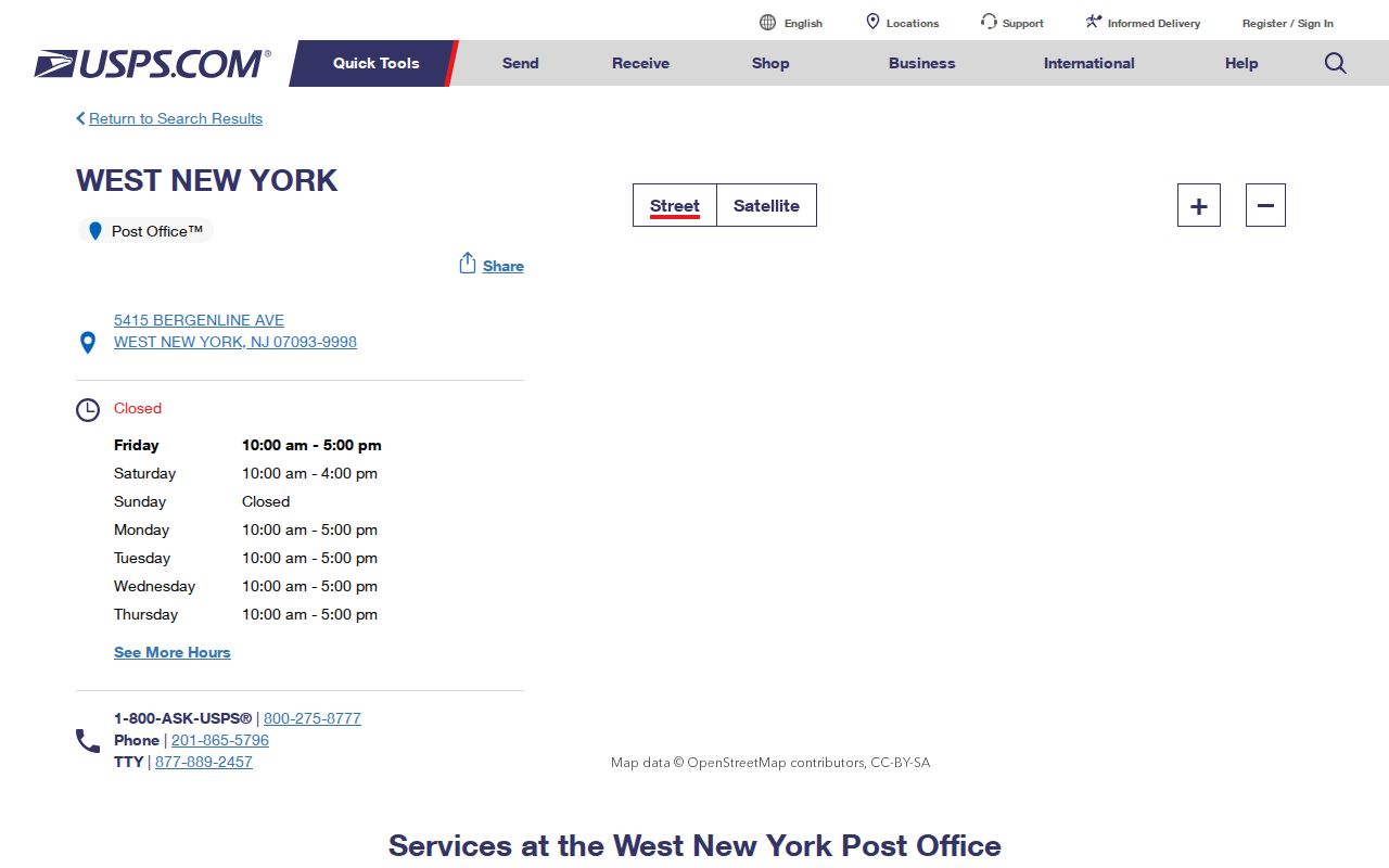 West New York ZIP code directory USPS 07093 post office